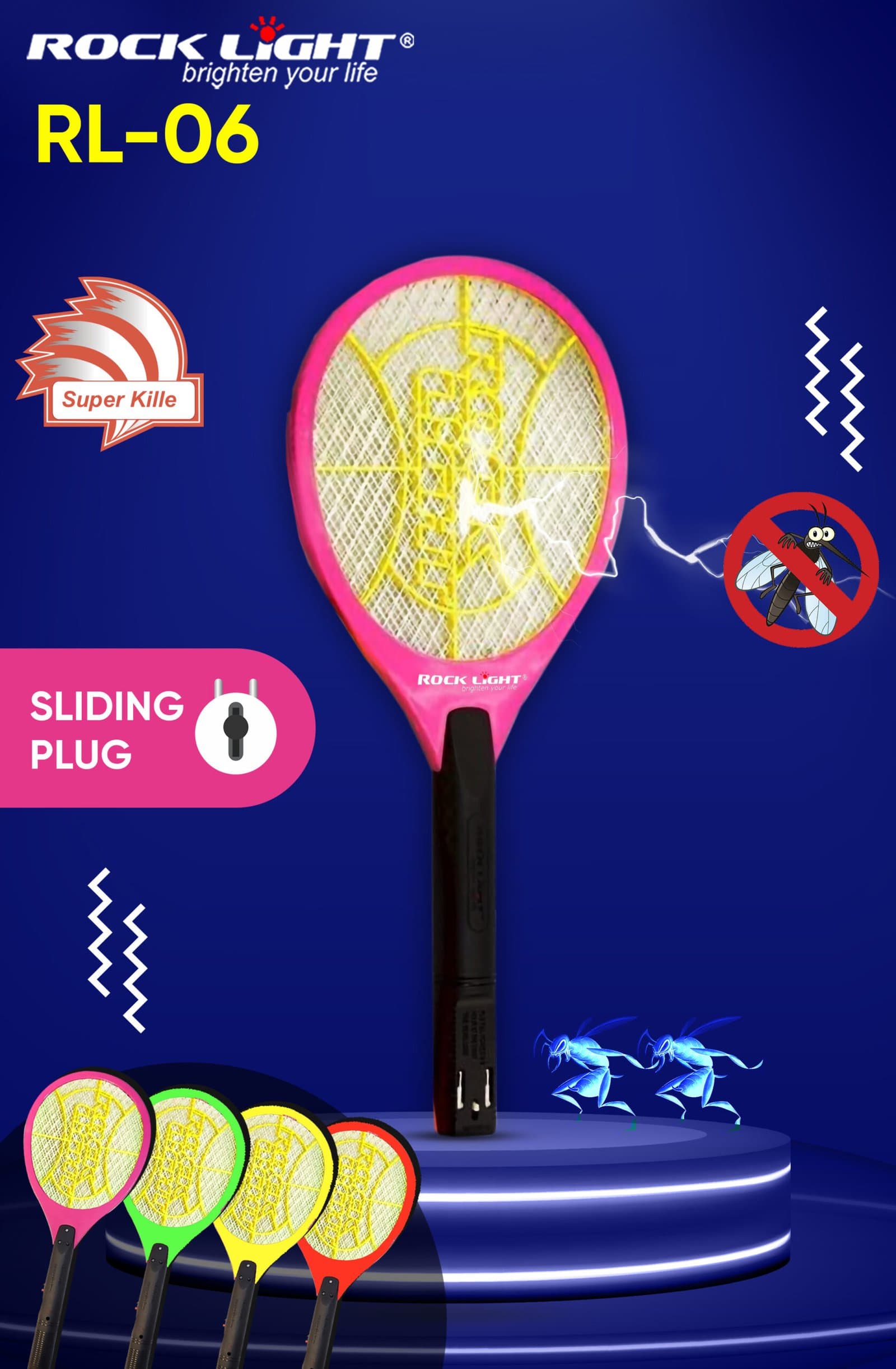RL 06W Mosquito bat high-voltage mesh for instant killing
