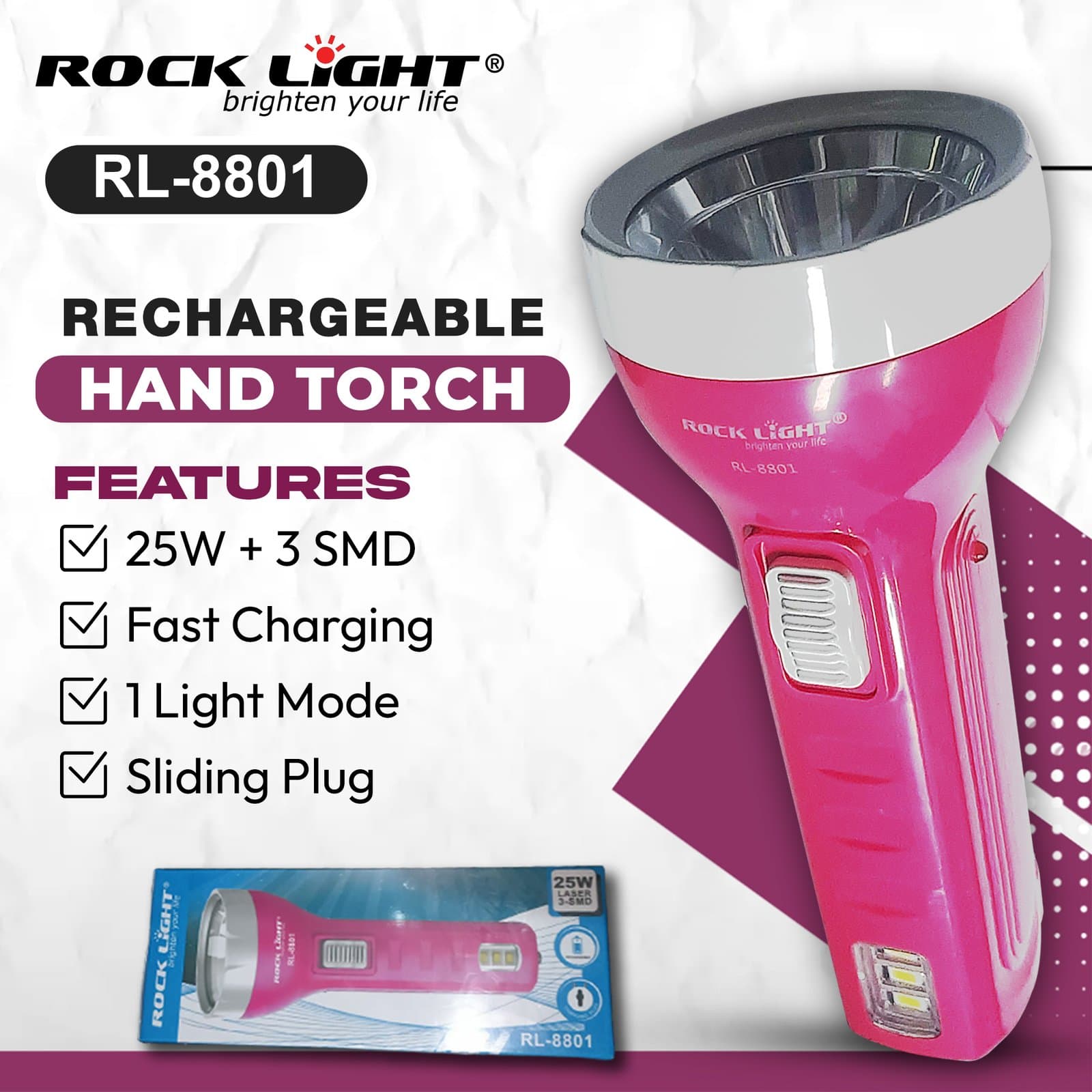 RL-8801 | Ultra Bright Long Range Hand Torch for Security & Patrol