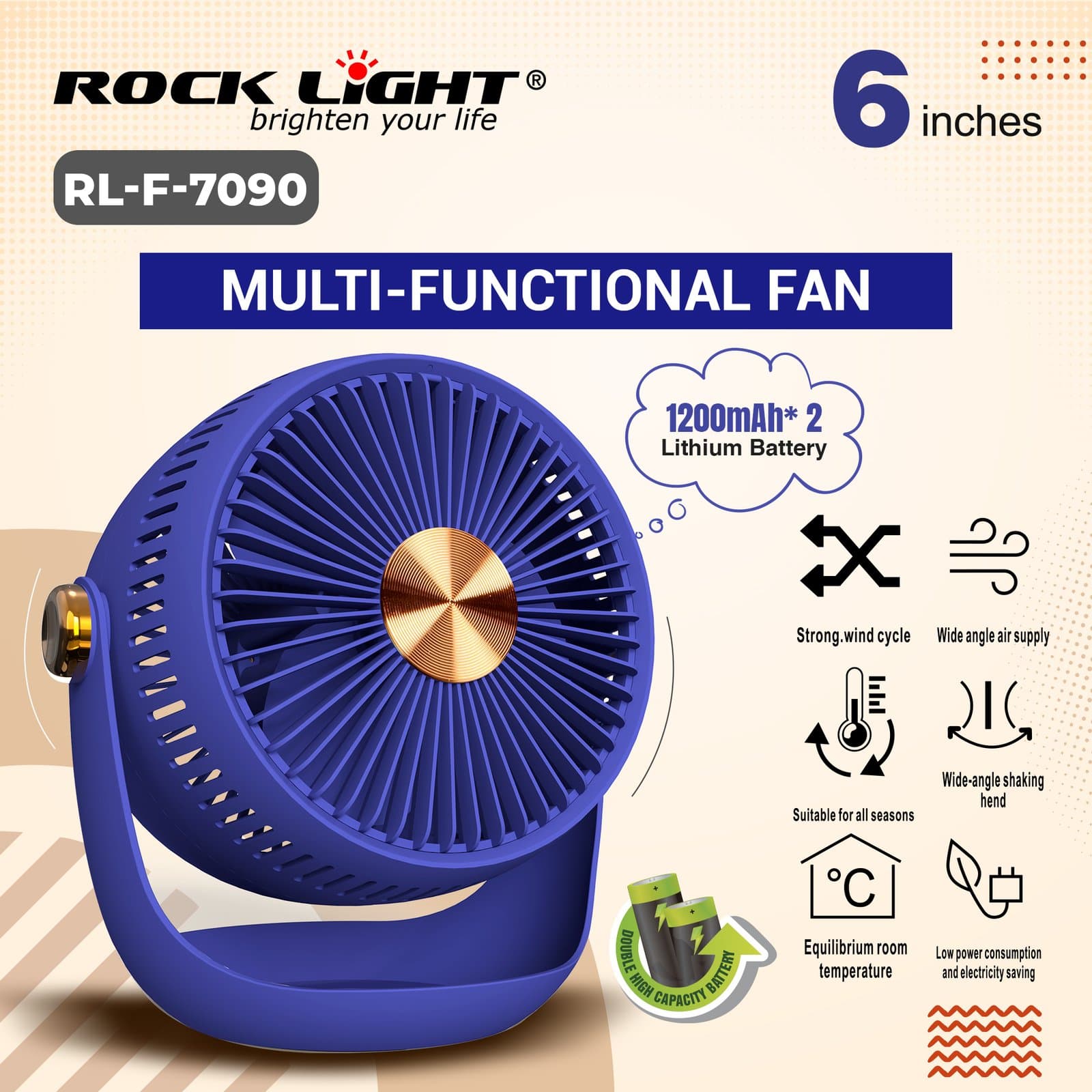 Gadget Trendz | RL-7090 | Rechargeable fan for summer