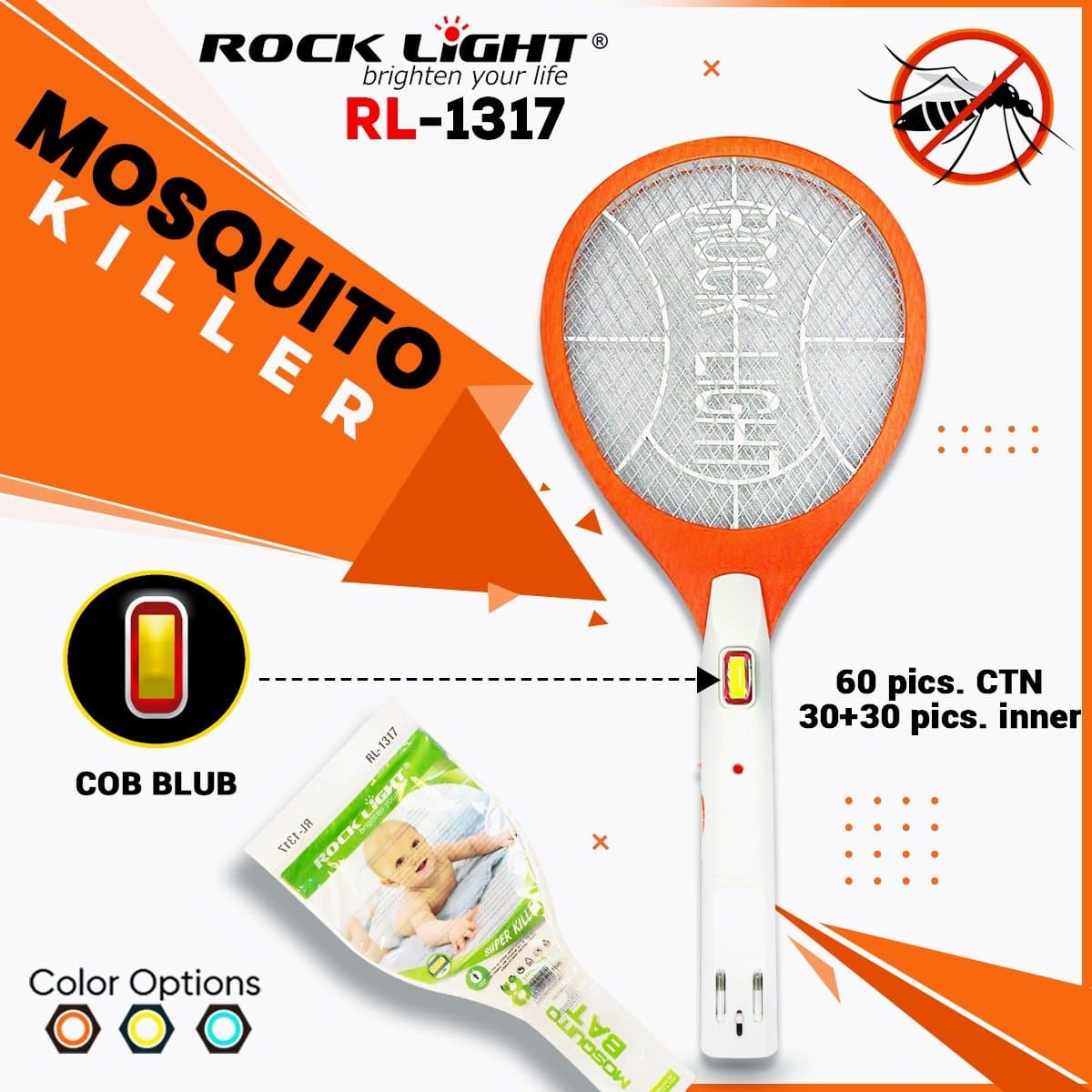 RL-1317 | Mosquito racket with overcharge protection