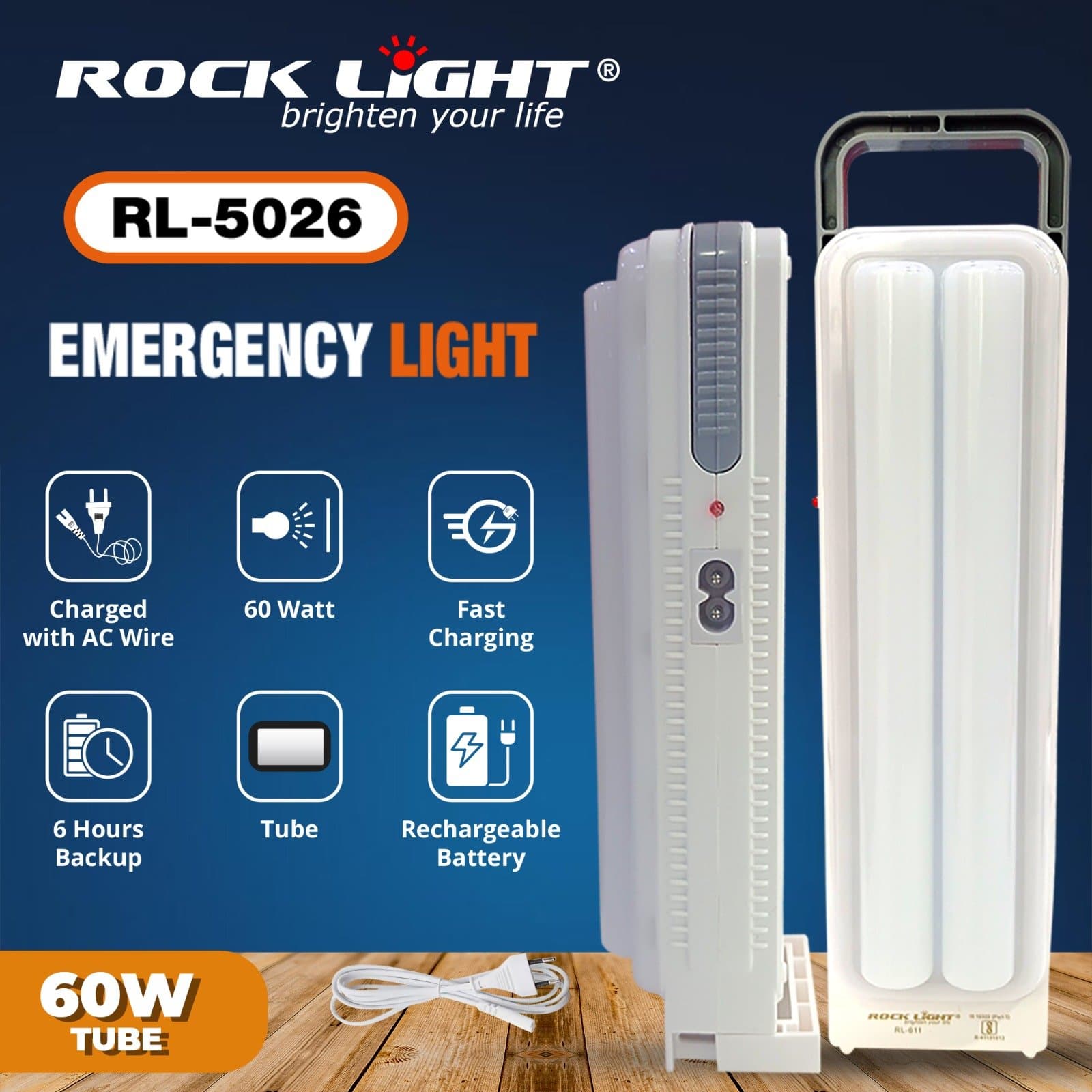 RL-5026 – Bright rechargeable emergency light for long hours