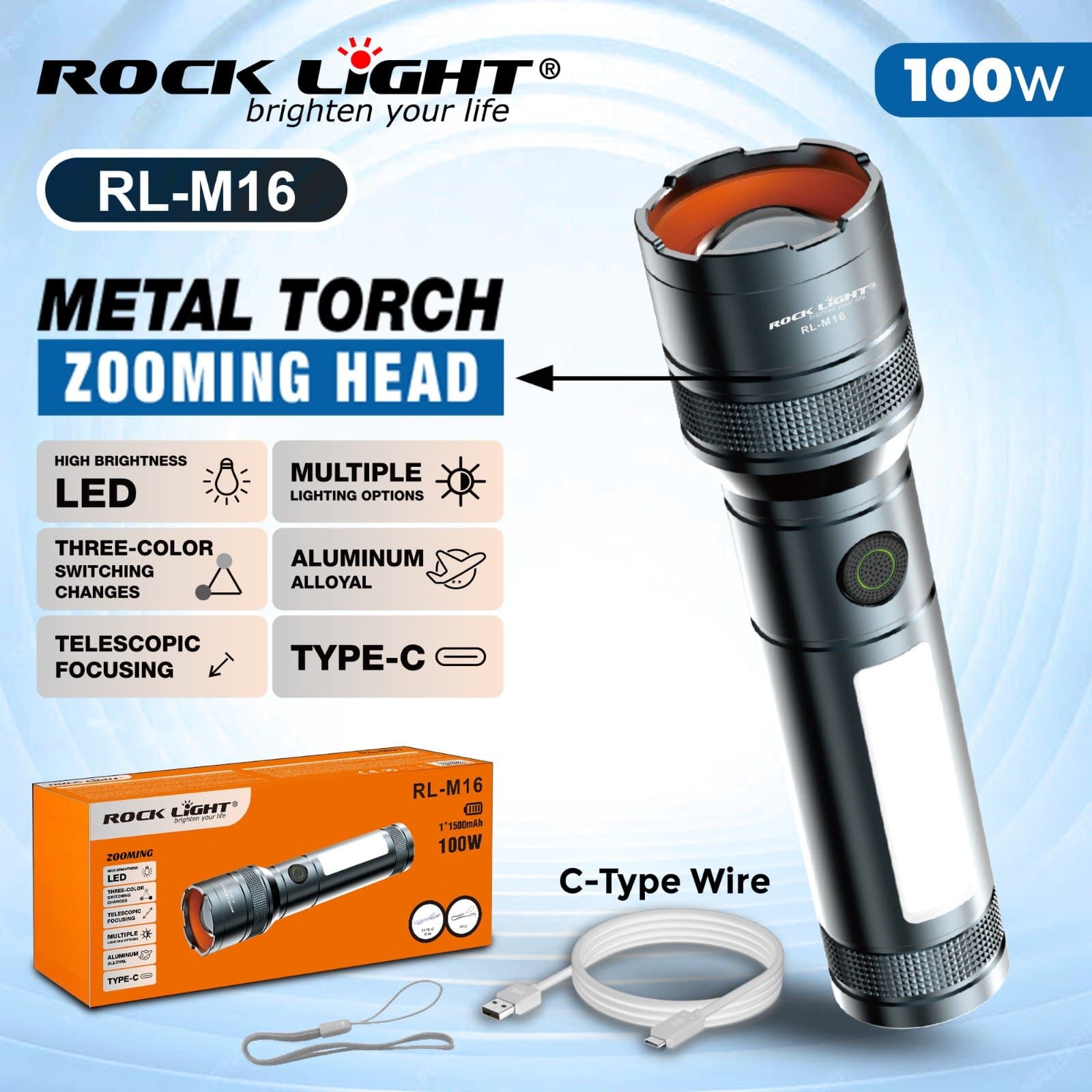 RL M16 portable Metal Torch flashlight