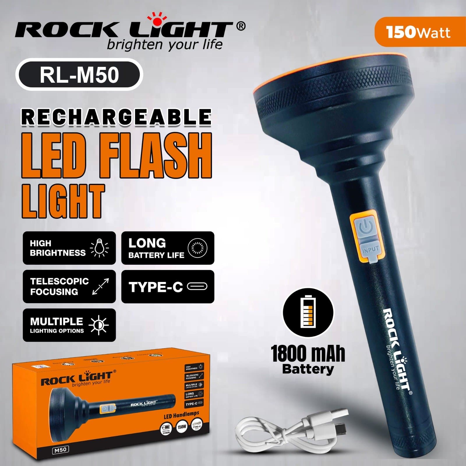 RL M50 heavy-duty Metal Torch with powerful beam