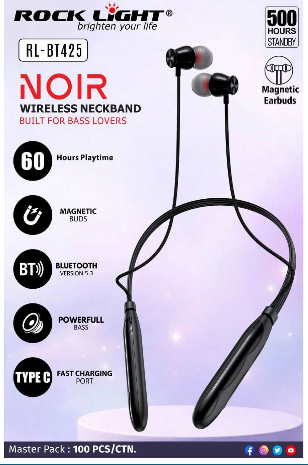 RL-BT425 | Noir Wireless Neckband Built For Bass Lovers