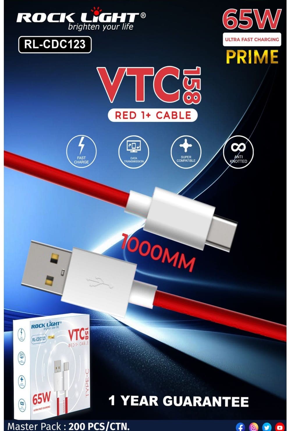 RL-CDC123 | VTC 158 Red 1+ Type-C Cable (Prime)