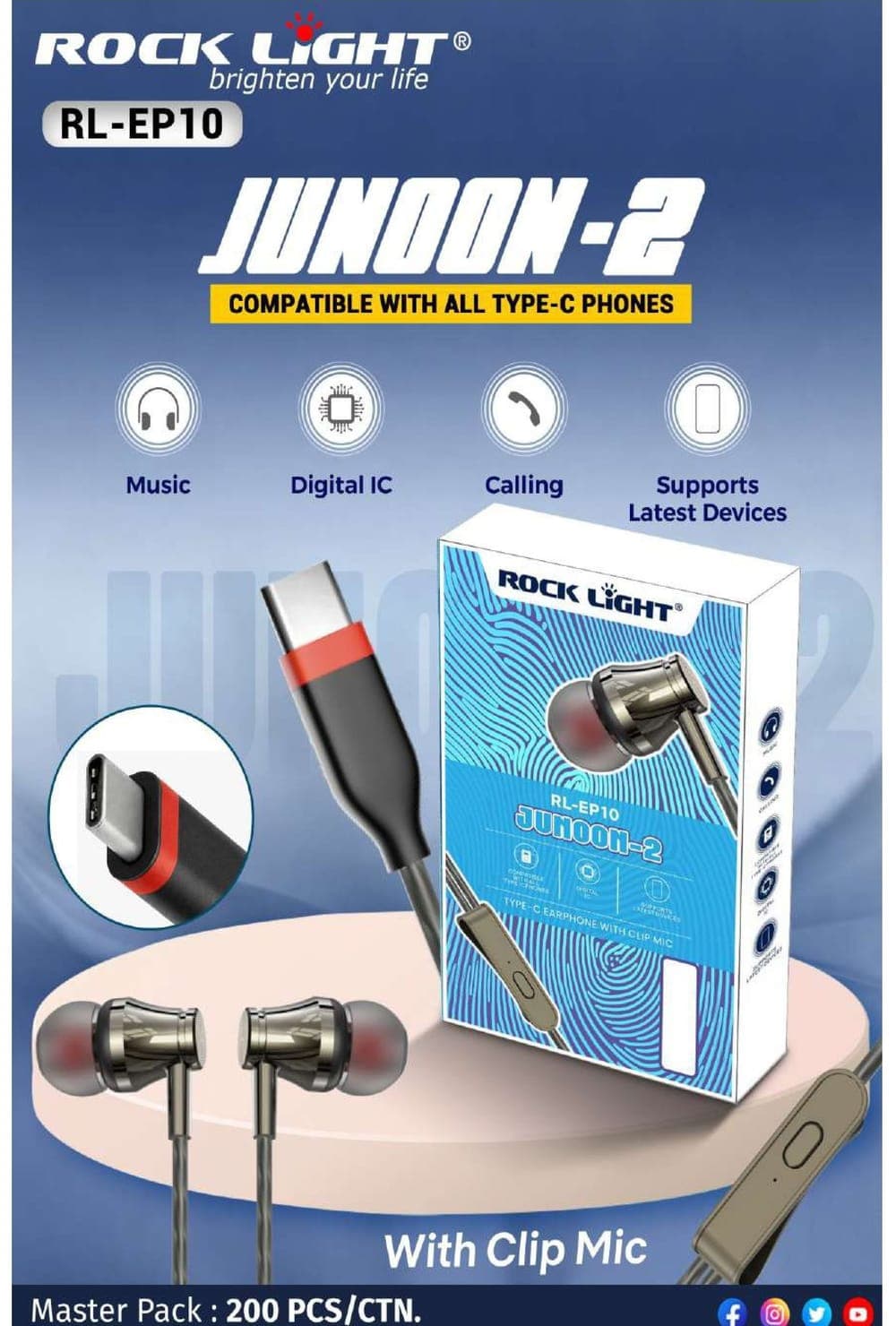 RL-EP10 | Junoon-2 Type-C Earphone With Clip Mic