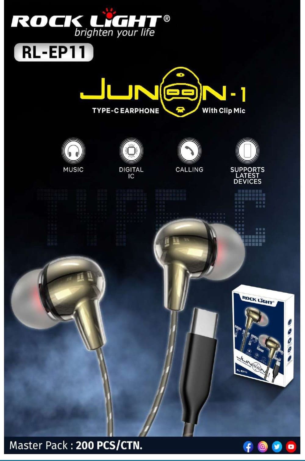 RL-EP11 | Junoon-1 Type-C Earphone With Clip Mic