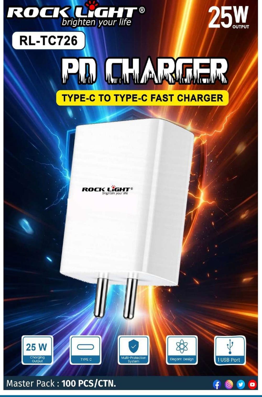 RL-TC726 | PD Charger Type-C to Type-C Fast Charger