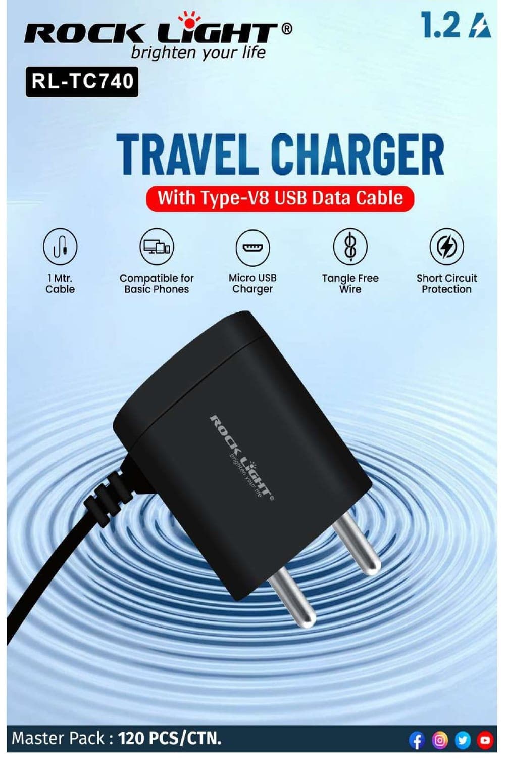 RL-TC740 | Travel Charger with Type-V8 USB Data Cable