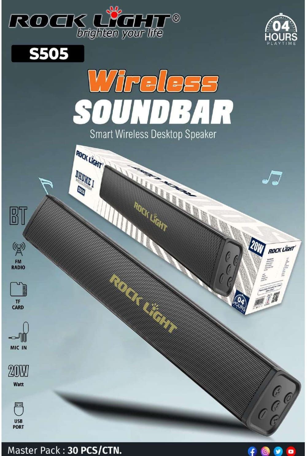 RL-S505 | Wireless Soundbar - Smart Wireless Desktop Speaker