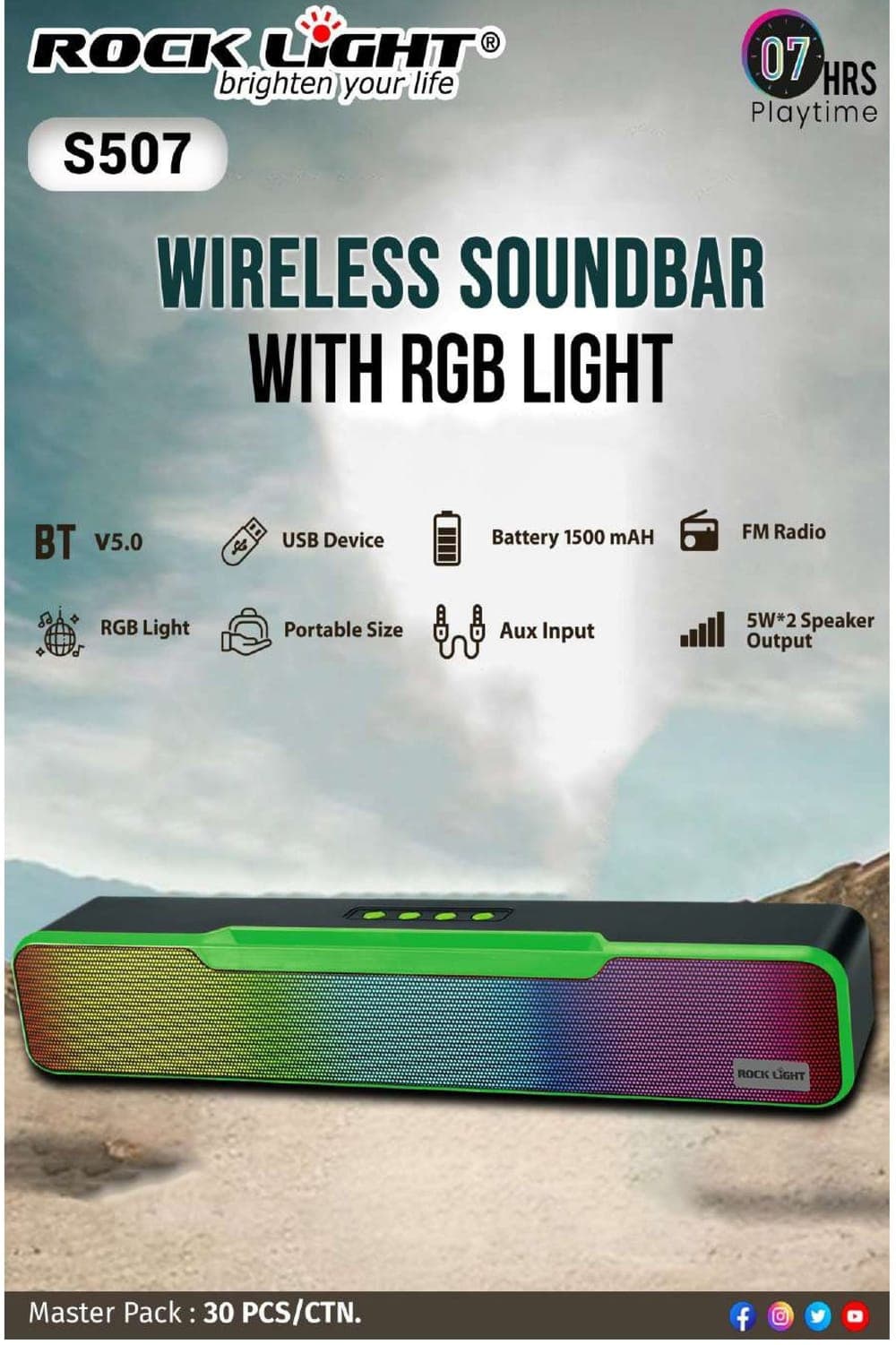 RL-S507 | Wireless Soundbar with RGB Light