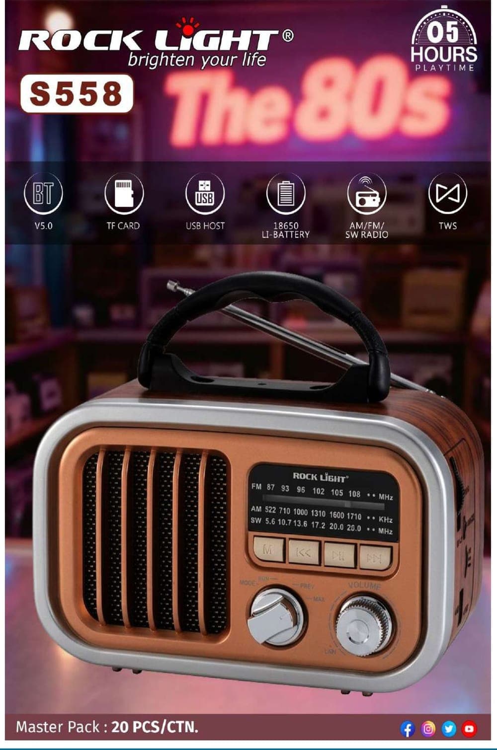 RL-S558 | The 80s Retro Radio Bluetooth Speaker