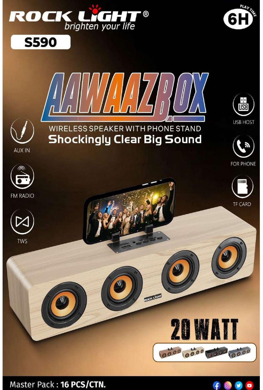 RL-S590 | Aawaazbox Wireless Speaker With Phone Stand
