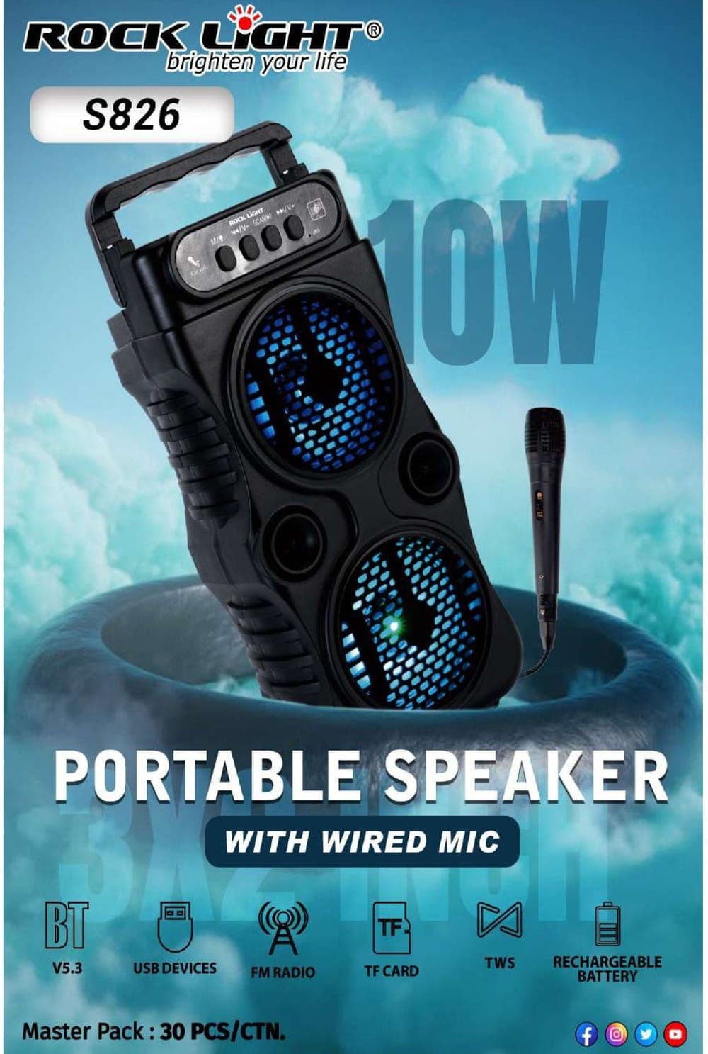 RL-S826 | Portable Speaker with Wired Mic