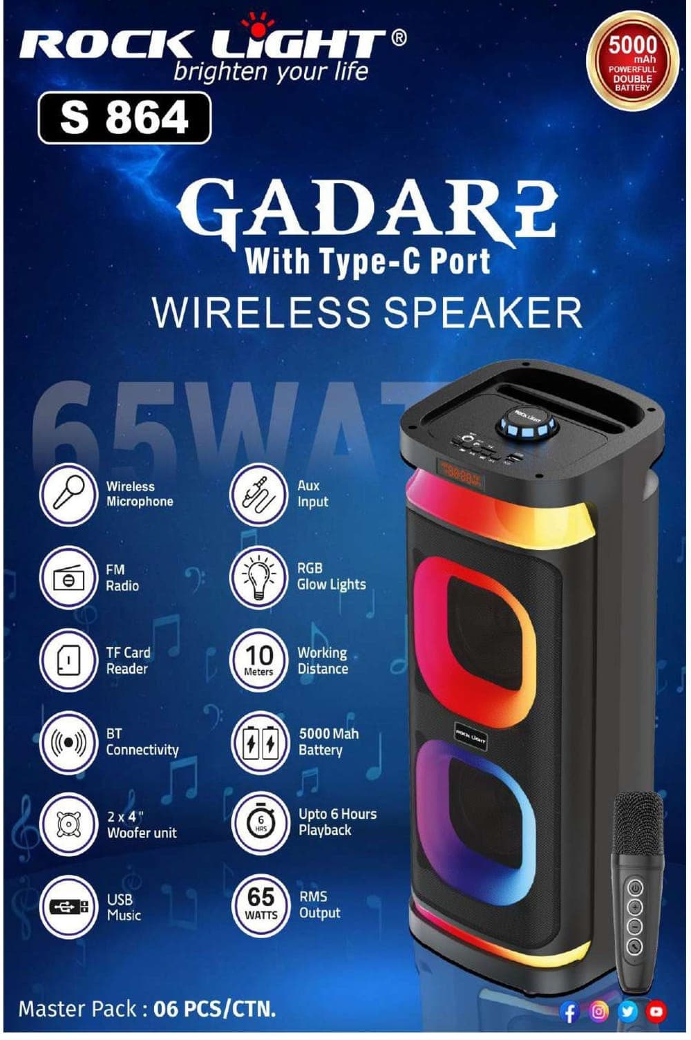 RL-S864 | Gadar 2 Wireless Speaker with Type-C Port