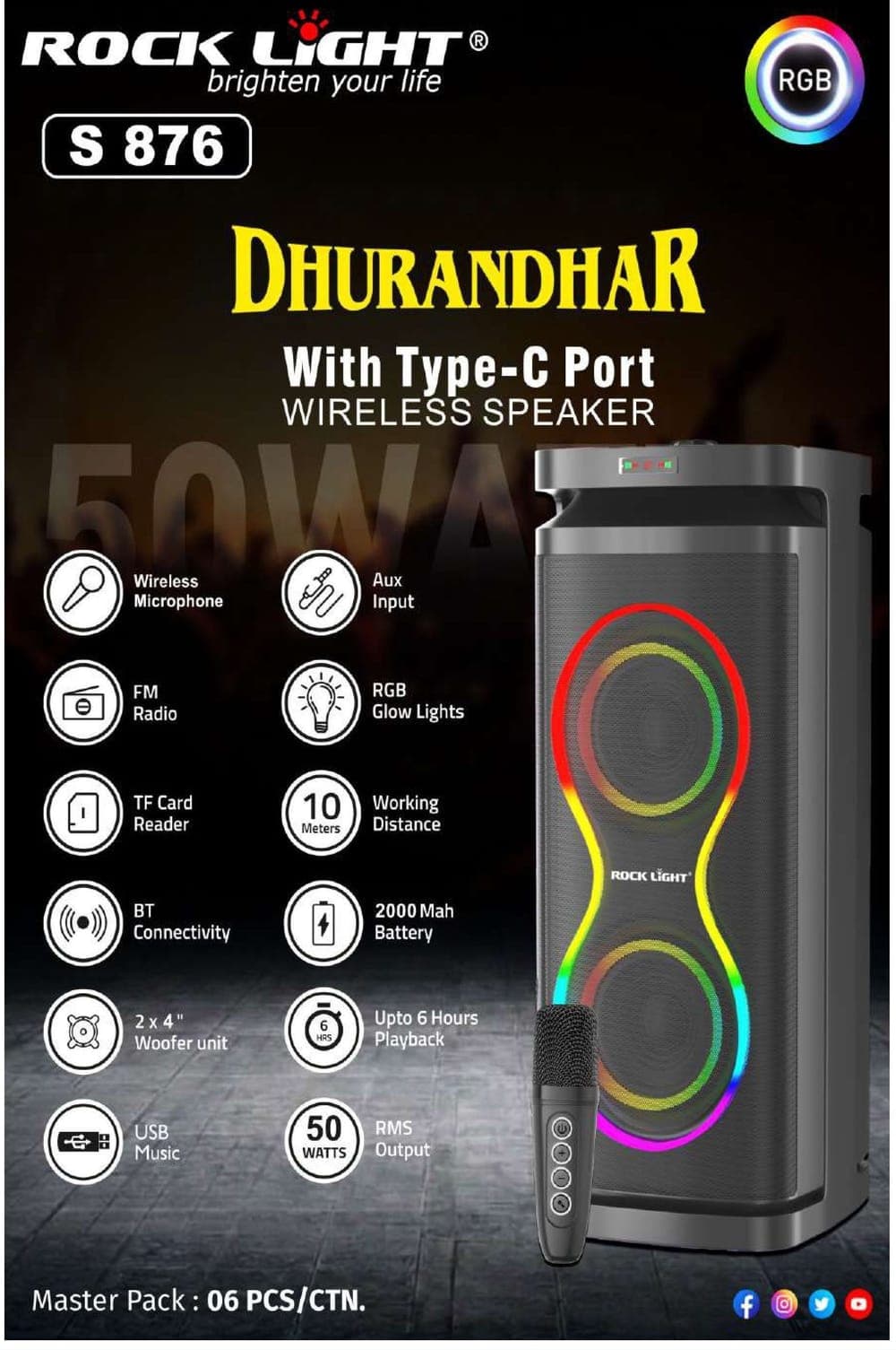 RL-S876 | Dhurandhar Wireless Speaker with Type-C Port
