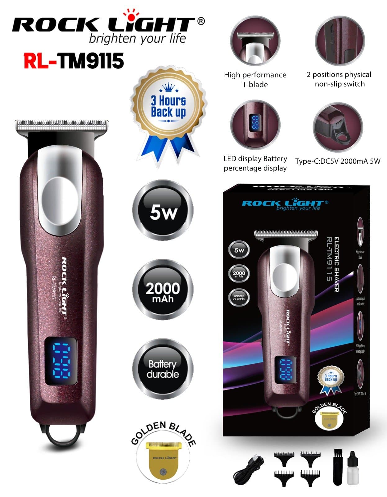 RL TM9115 Trimmer sharp stainless steel blades for clean trim