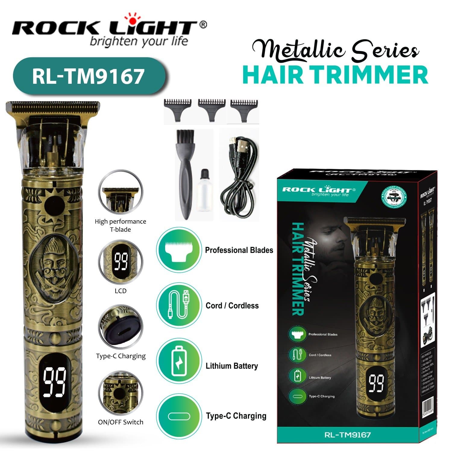 RL TM9167 Trimmer reliable grooming trimmer for salon finish